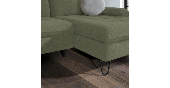 ECKSOFA in Flachgewebe Grün  - Schwarz/Grün, LIFESTYLE, Textil/Metall (310/180cm) - Valnatura