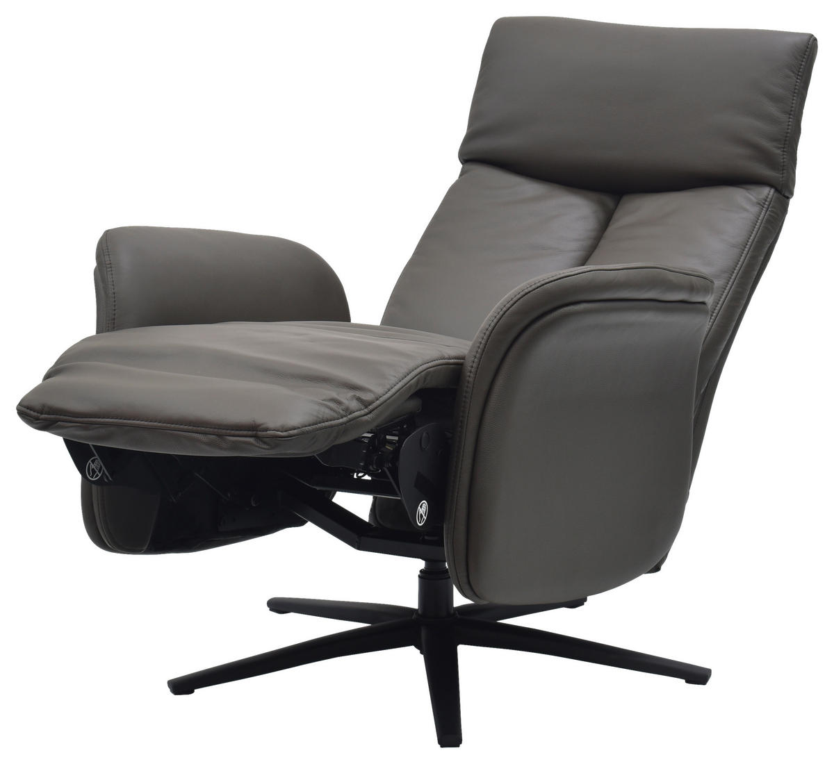 RELAXSESSEL Lederlook Echtleder    - Dunkelbraun/Schwarz, Design, Leder/Holz (75/109/84/148/84cm) - Livetastic