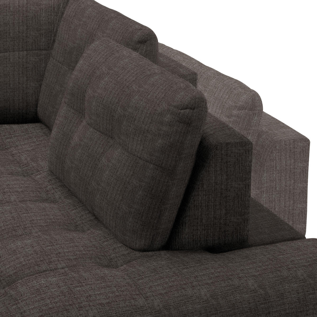 ECKSOFA in Flachgewebe, Leinenoptik Braun  - Schwarz/Braun, Modern, Textil/Metall (247/208cm) - Xora