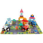 BAUSTEINE Stadt mit Puzzle  - Blau/Multicolor, Basics, Karton/Holz (38/29/8,6cm) - My Baby Lou