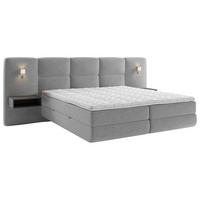 BOXSPRINGBETT 180/200 cm,  in Dunkelgrau, Bettkasten, Topper, Matratzen, Beleuchtung, H3 = fest  - Dunkelgrau/Schwarz, Basics, Holz/Holzwerkstoff (180/200cm) - Esposa