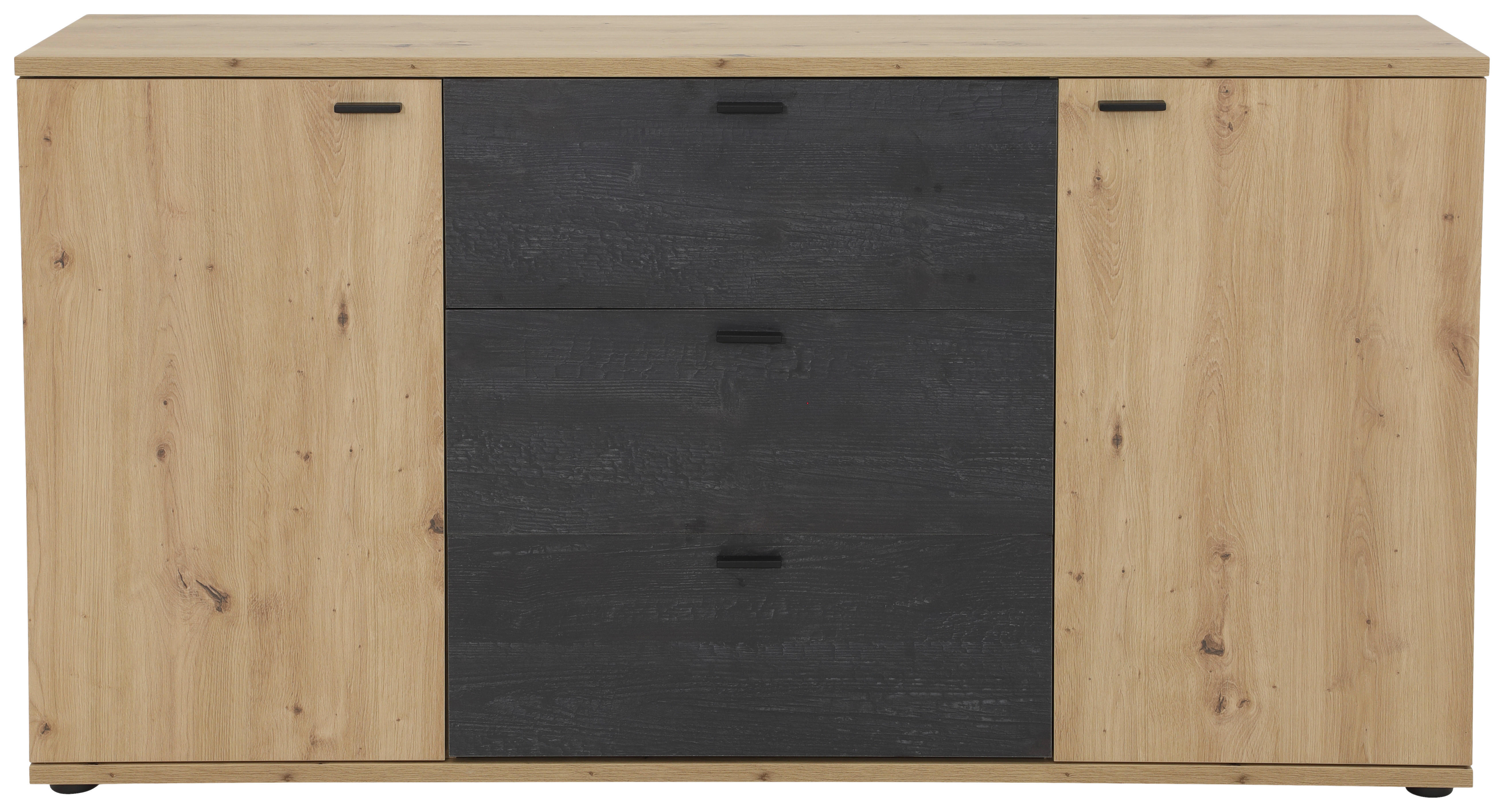SIDEBOARD  in 165/85/40 cm  - Schwarz/Eiche Artisan, MODERN, Holzwerkstoff/Metall (165/85/40cm) - MID.YOU