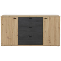 SIDEBOARD  in 165/85/40 cm  - Schwarz/Eiche Artisan, MODERN, Holzwerkstoff/Metall (165/85/40cm) - MID.YOU