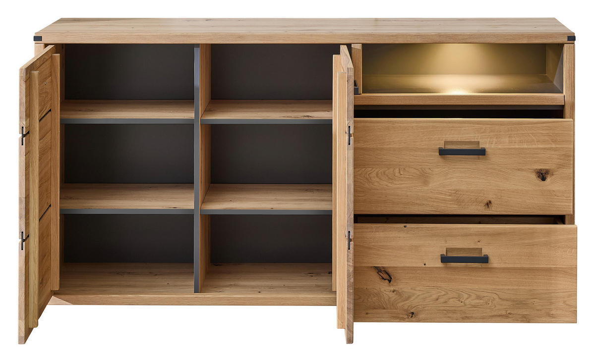 SIDEBOARD  in 170/90/43 cm  - Graphitfarben/Eiche Artisan, Design, Holz/Holzwerkstoff (170/90/43cm) - Livetastic