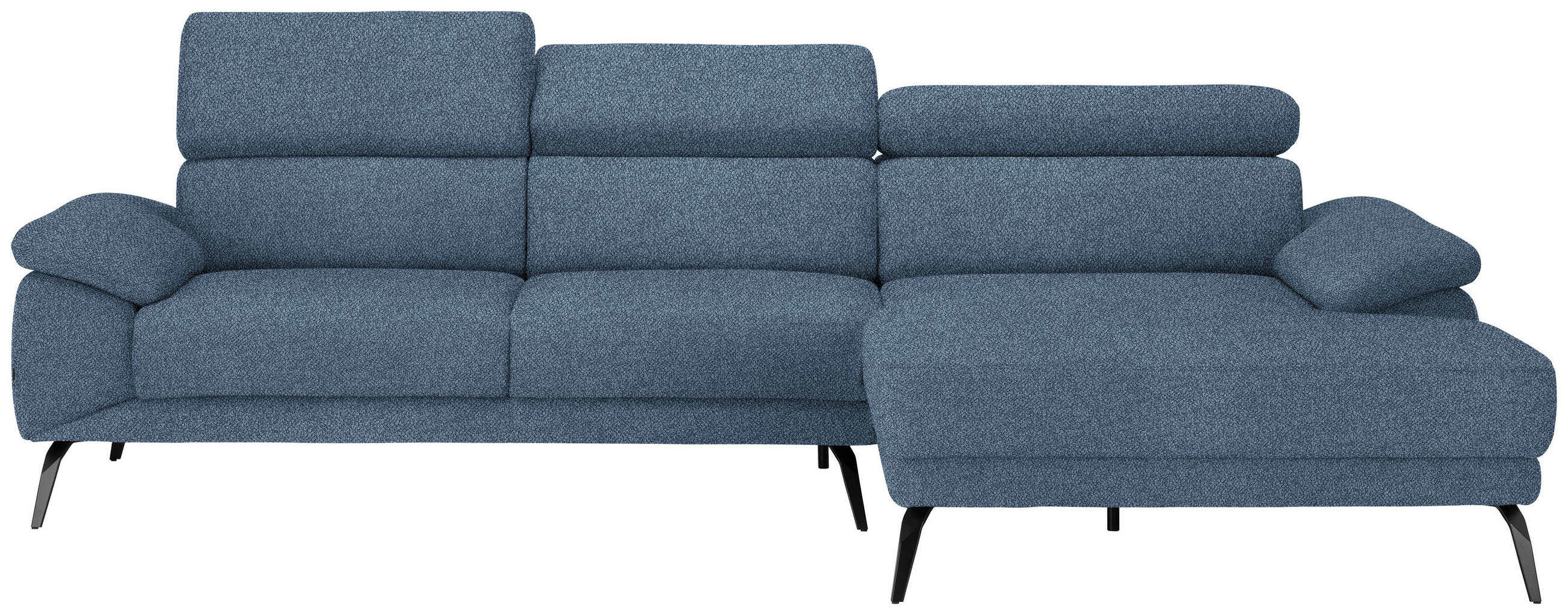 ECKSOFA Blau Velours  - Blau/Schwarz, Design, Textil/Metall (295/187cm) - Novel