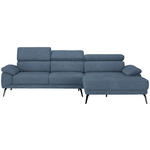 ECKSOFA in Velours Blau  - Blau/Schwarz, Design, Textil/Metall (295/187cm) - Novel