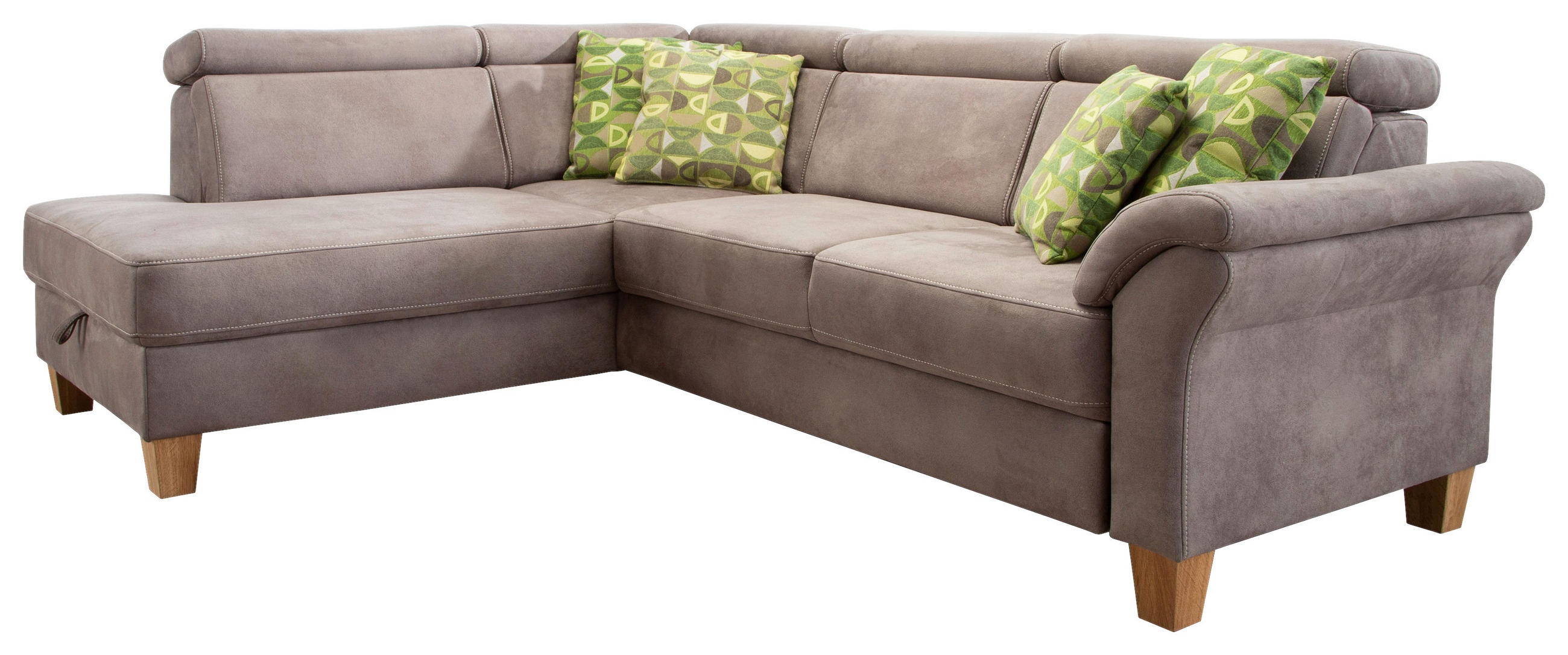 ECKSOFA in Mikrofaser Braun  - Eichefarben/Beige, Konventionell, Holz/Textil (194/245cm) - Sit & More
