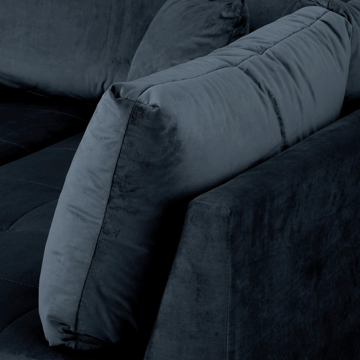 ECKSOFA inkl. Hocker Ariella in Samt Dunkelblau  231/161 cm  - Naturfarben/Dunkelblau, Design, Holz/Textil (231/161cm) - Livetastic