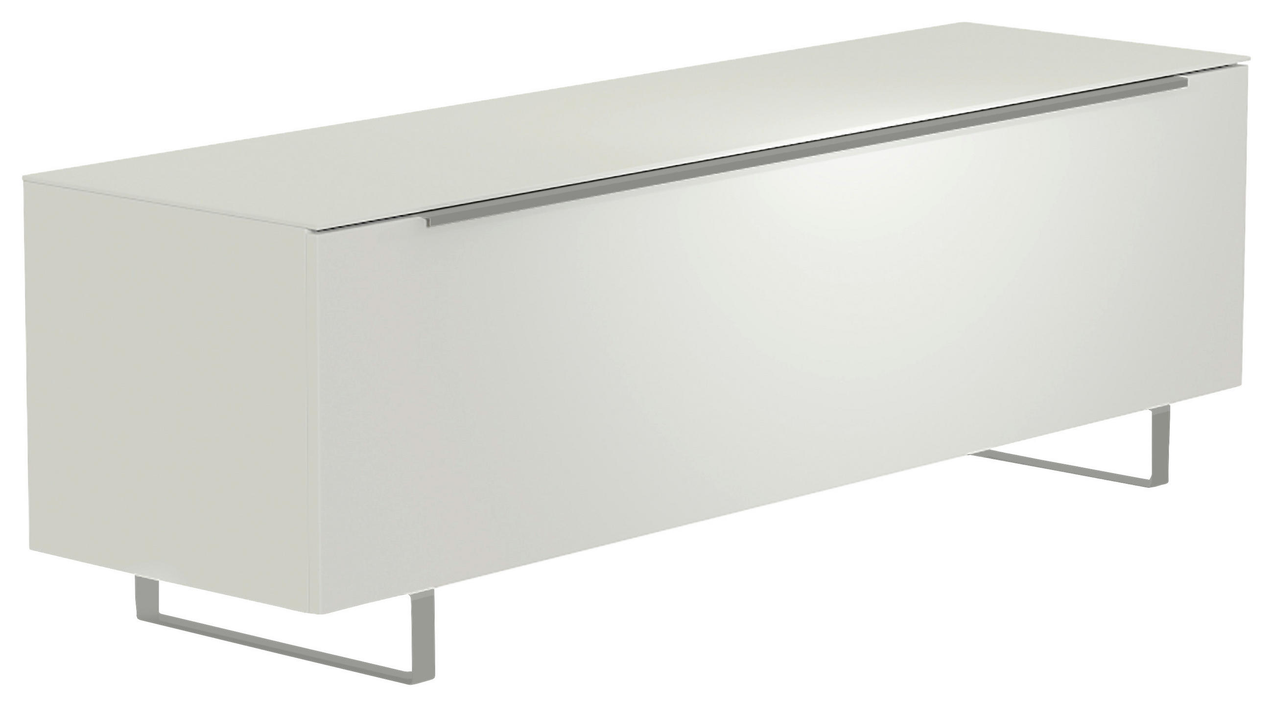 LOWBOARD Weiss, Alufarben  160/51/45 cm  - Weiss/Alufarben, Design, Glas/Holzwerkstoff (160/51/45cm) - Moderano