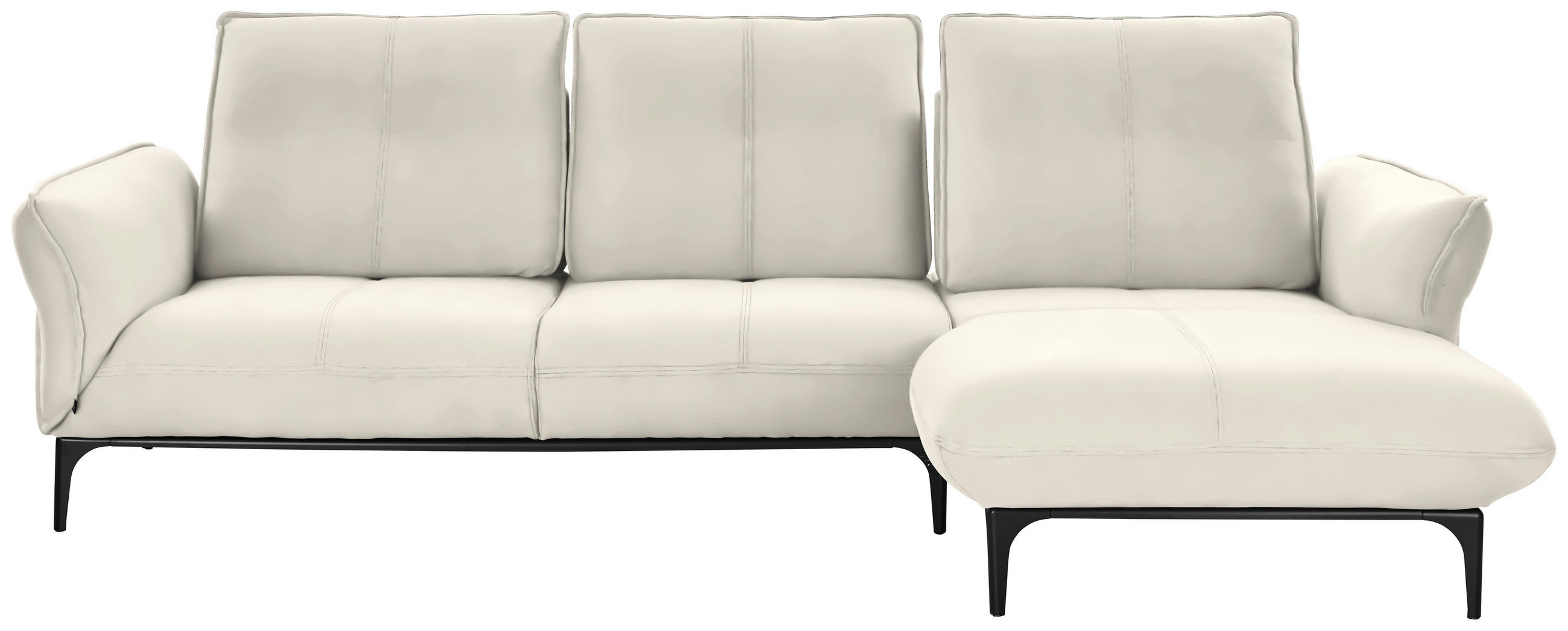 ECKSOFA in Echtleder Weiss  - Weiss/Schwarz, Natur, Leder (277/182cm) - Valnatura