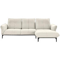 ECKSOFA in Echtleder Weiss  - Weiss/Schwarz, Natur, Leder (277/182cm) - Valnatura