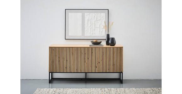SIDEBOARD Bueno  in 160/80/40 cm  - Schwarz/Eiche Artisan, MODERN, Holzwerkstoff/Metall (160/80/40cm) - Xora