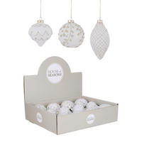 KROGLICA ZA BOŽIČNO JELKO - bela, Basics, steklo (8cm) - X-Mas