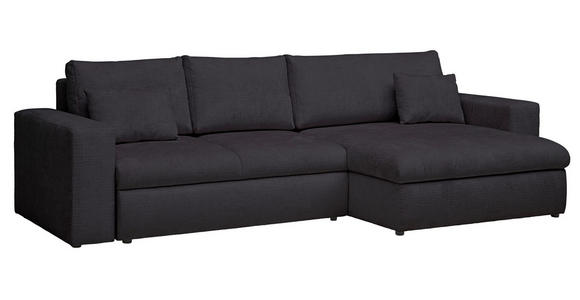 ECKSOFA in Chenille Anthrazit  - Anthrazit/Schwarz, KONVENTIONELL, Kunststoff/Textil (292/150cm) - Hom`in