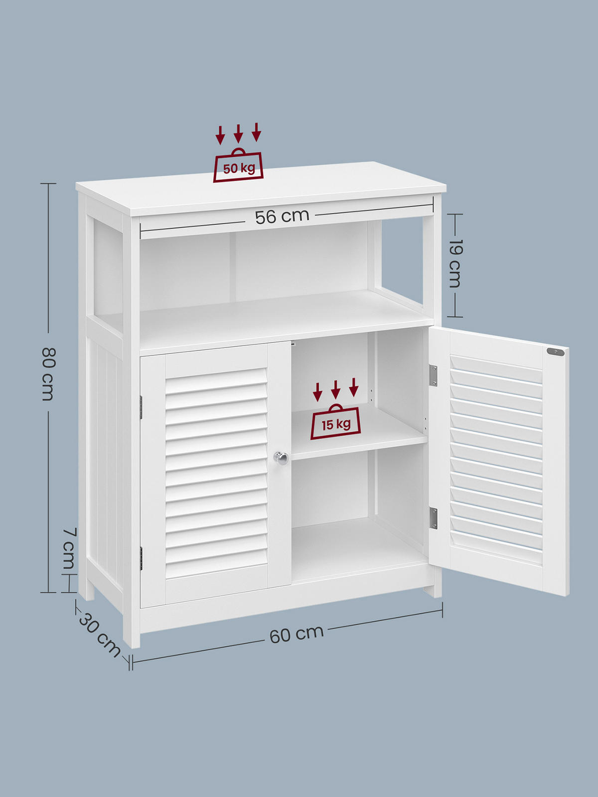 MIDISCHRANK 60/80/30 cm  - Silberfarben/Schwarz, Trend, Holzwerkstoff/Metall (60/80/30cm) - MID.YOU