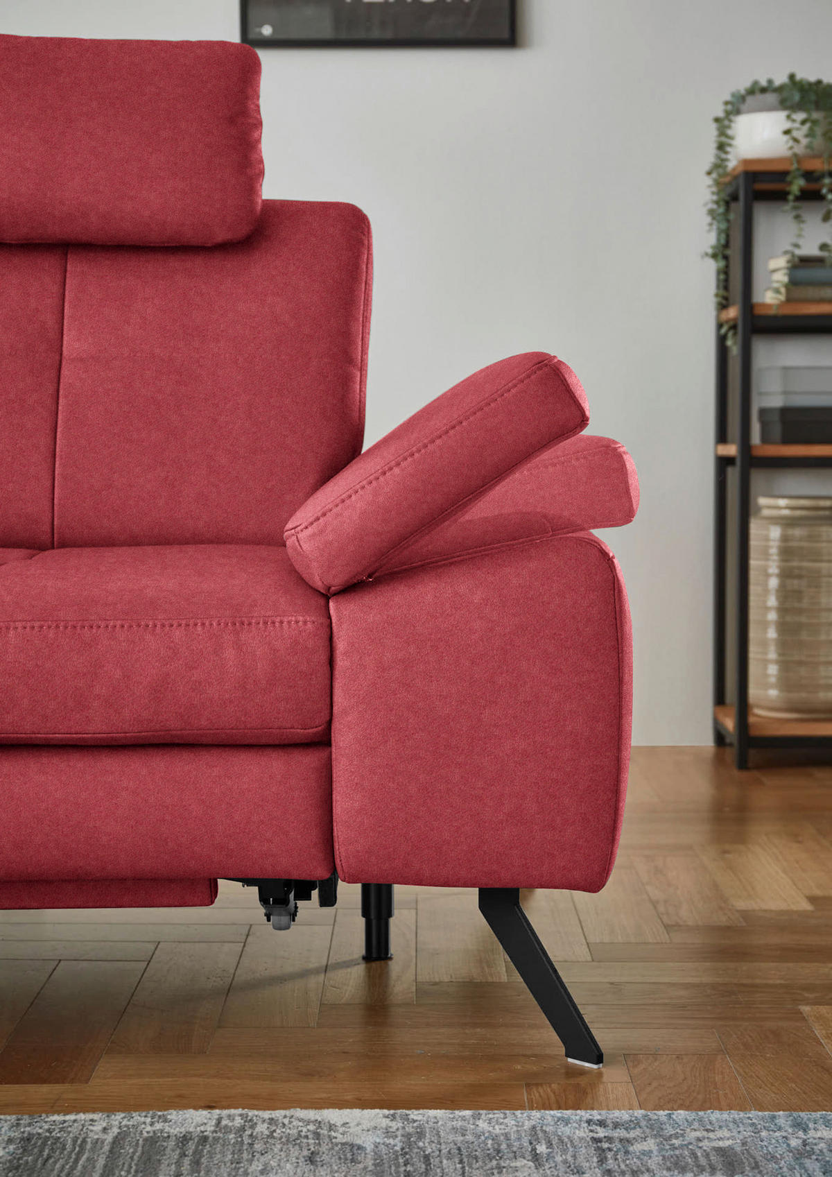 ECKSOFA in Lederlook, Mikrofaser Rot  - Rot/Schwarz, Design, Textil/Metall (194/261cm) - Beldomo System
