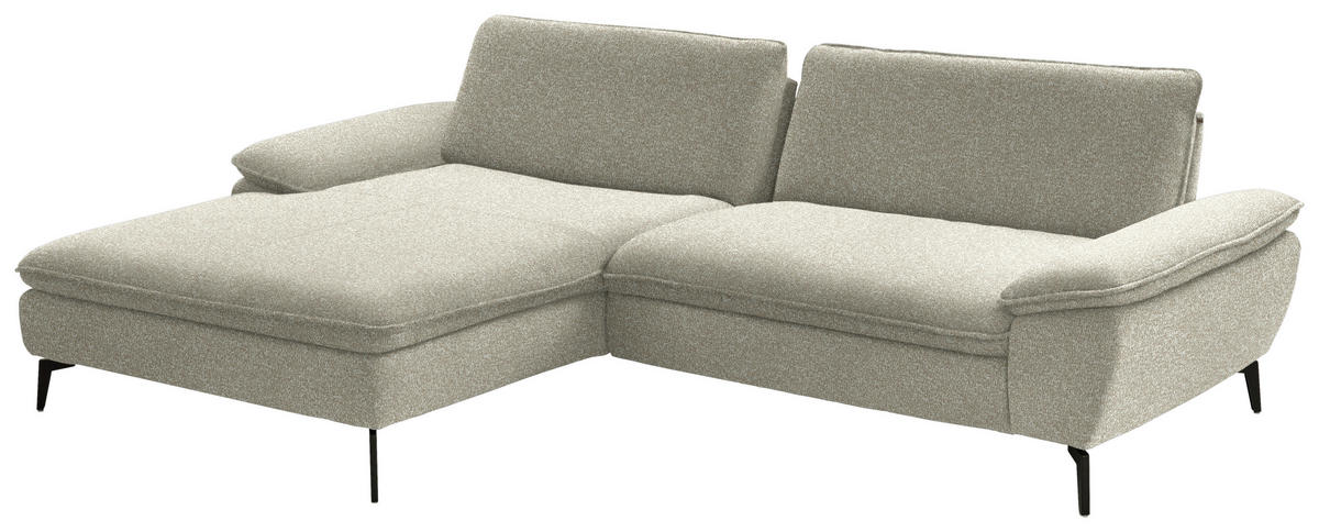 ECKSOFA in Webstoff Beige  - Beige/Schwarz, Design, Textil/Metall (197/295cm) - Valdera