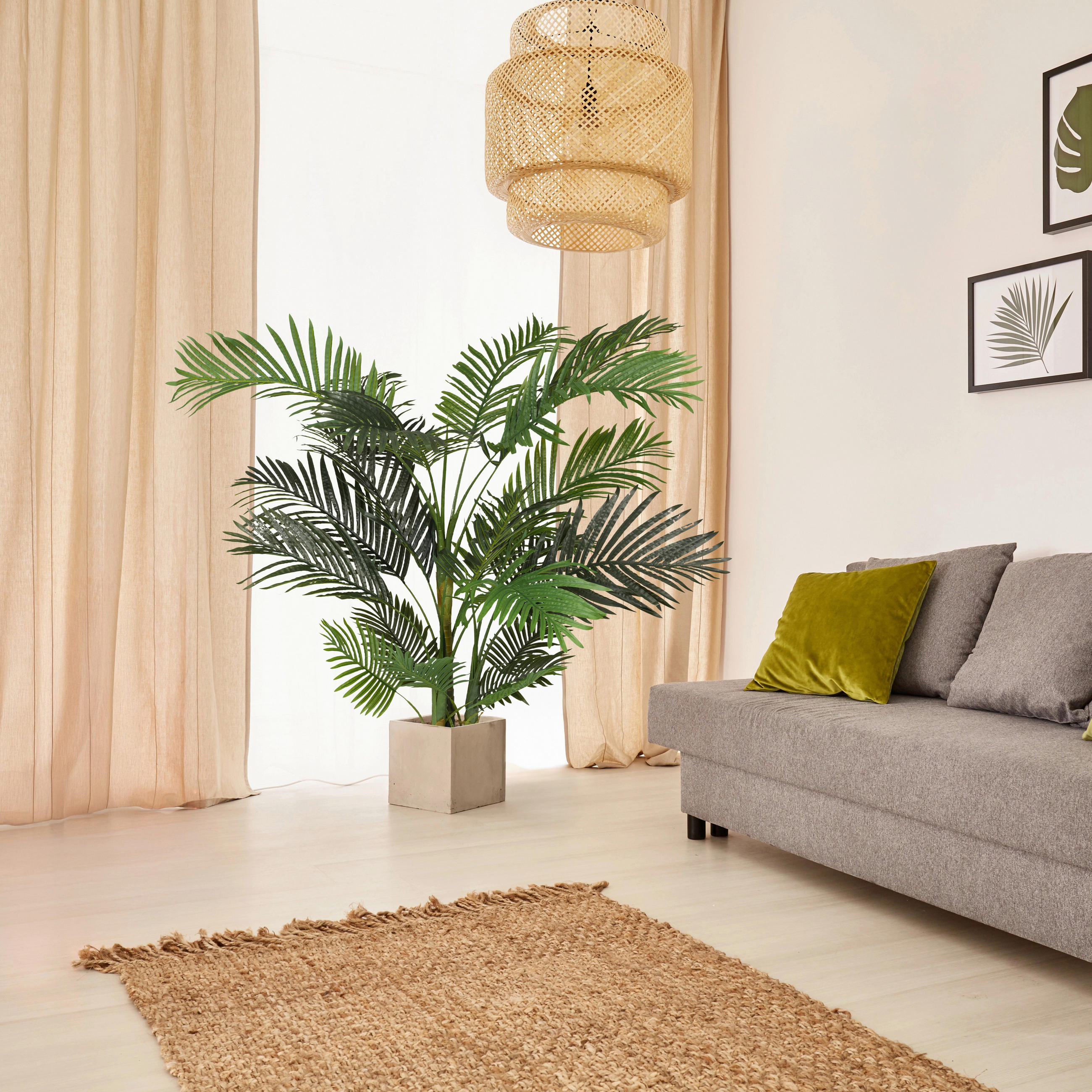 KUNSTPFLANZE Palme  - Schwarz/Grün, MODERN, Kunststoff (64/150/60cm) - MID.YOU