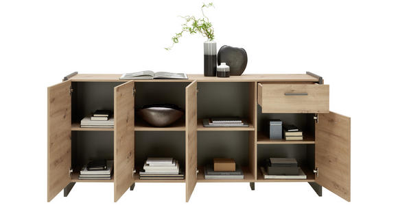 SIDEBOARD 186,5/86,1/41,3 cm  - Eichefarben/Eiche Artisan, Trend, Holzwerkstoff/Kunststoff (186,5/86,1/41,3cm) - Hom`in