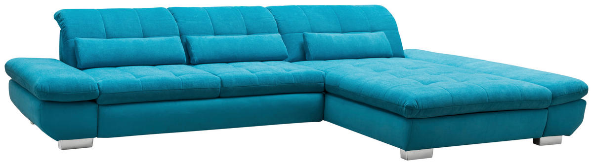 ECKSOFA Türkis Mikrofaser  - Türkis/Schwarz, Design, Textil/Metall (204/341cm) - Xora