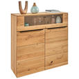 HIGHBOARD Eichefarben 120/119,3/39,5 cm - Eichefarben/Schwarz, Natur, Glas/Holz (120/119,3/39,5cm) - Valnatura
