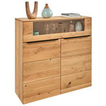 HIGHBOARD Eichefarben  120/119,3/39,5 cm  - Eichefarben/Schwarz, Natur, Glas/Holz (120/119,3/39,5cm) - Valnatura