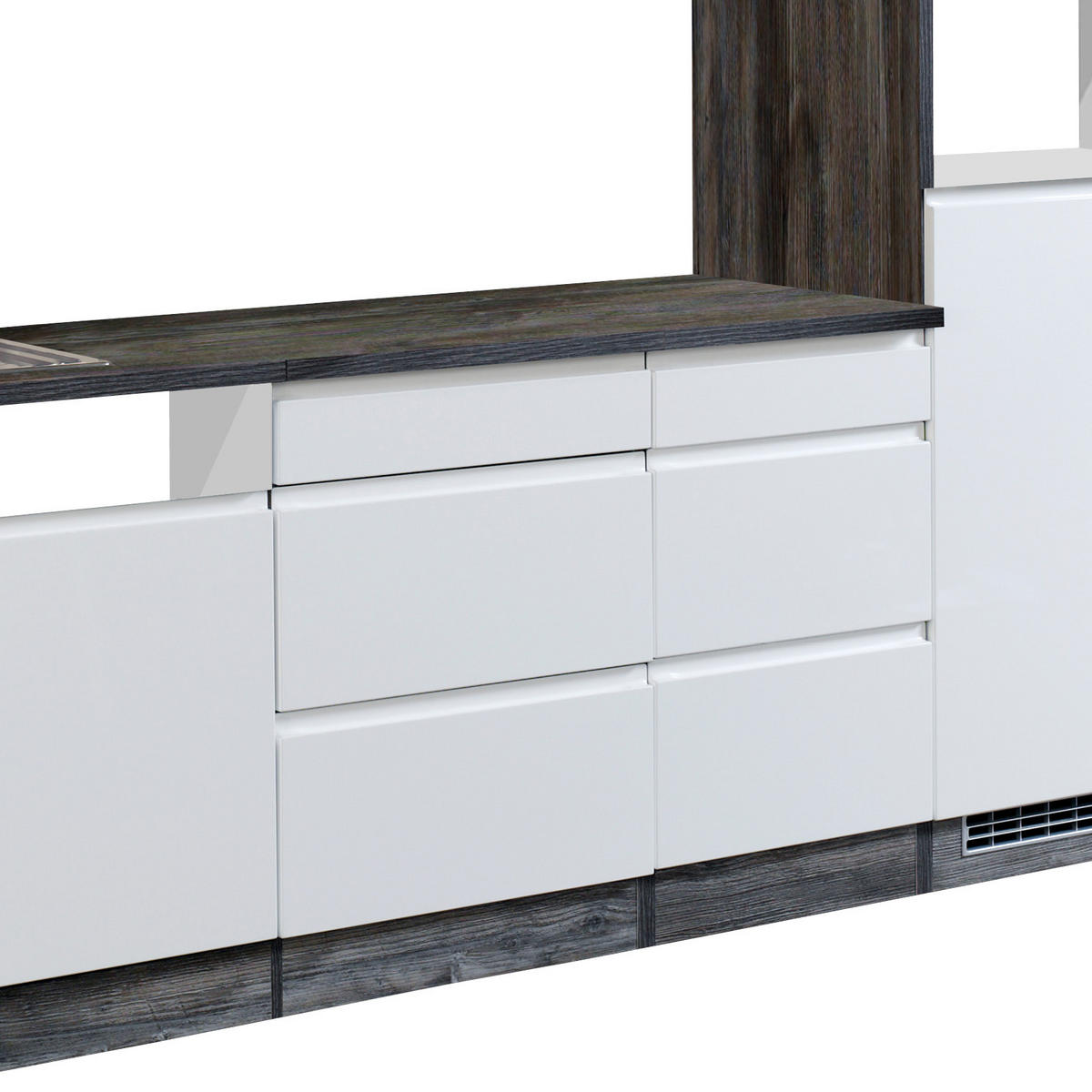 KÜCHENLEERBLOCK 280 cm   in Grau, Weiss  - Weiss Hochglanz/Weiss, Basics, Holzwerkstoff (280cm) - Held