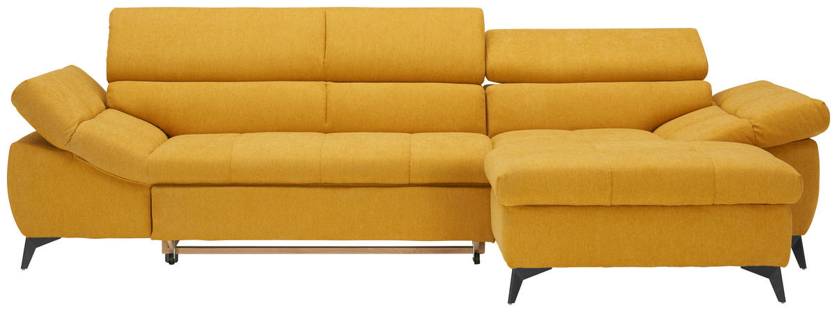 ECKSOFA Gelb Mikrofaser  - Gelb/Schwarz, Design, Kunststoff/Textil (297/171cm) - Stylife