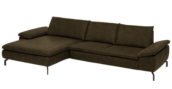 ECKSOFA in Mikrofaser Dunkelgrün  - Dunkelgrün/Schwarz, Design, Textil/Metall (181/341cm) - Dieter Knoll