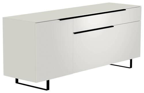 LOWBOARD in 160/66/45 cm - Schwarz/Weiß, Design, Glas/Holzwerkstoff (160/66/45cm) - Moderano