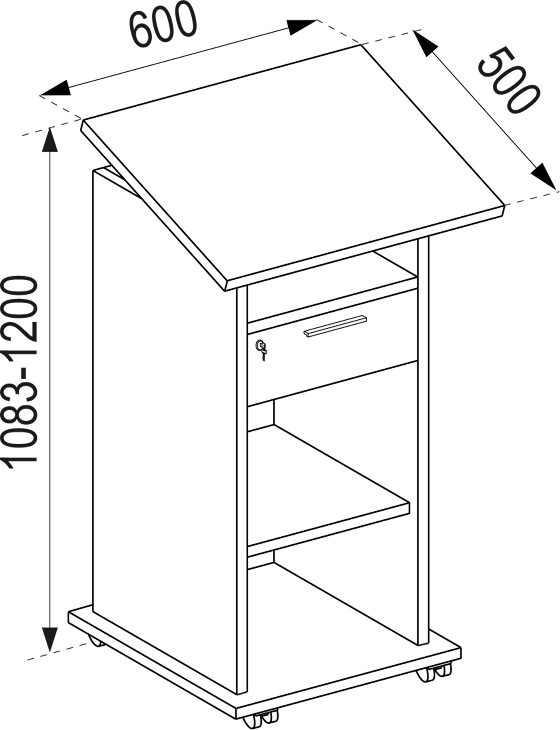 STEHPULT 60/50/108,3 cm  in Weiss, Honigeiche  - Honigeiche/Weiss, Modern, Holzwerkstoff (60/50/108,3cm) - MID.YOU