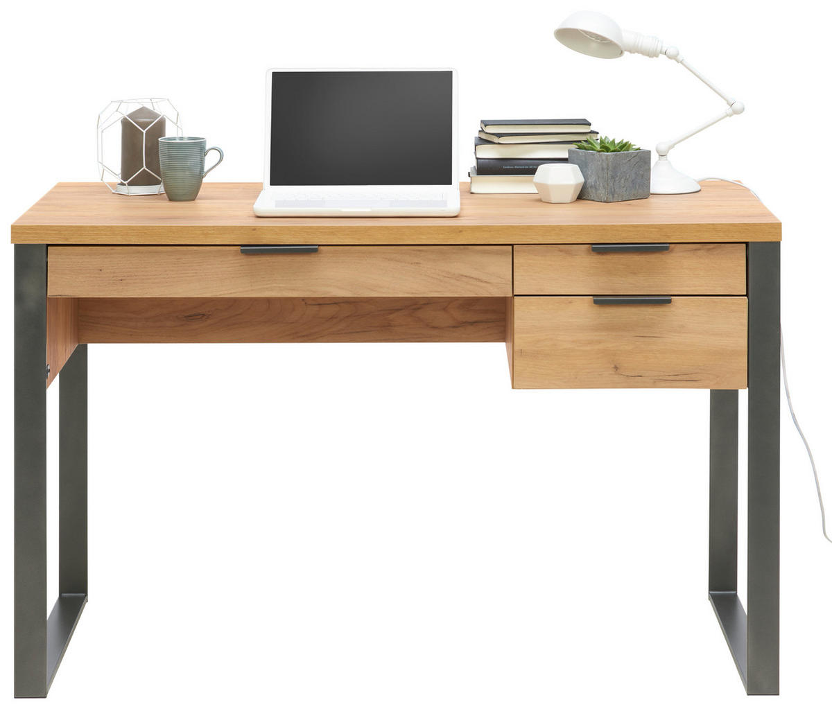 SCHREIBTISCH 120/55/76 cm  in Anthrazit, Eichefarben  - Eichefarben/Anthrazit, MODERN, Holzwerkstoff/Metall (120/55/76cm)