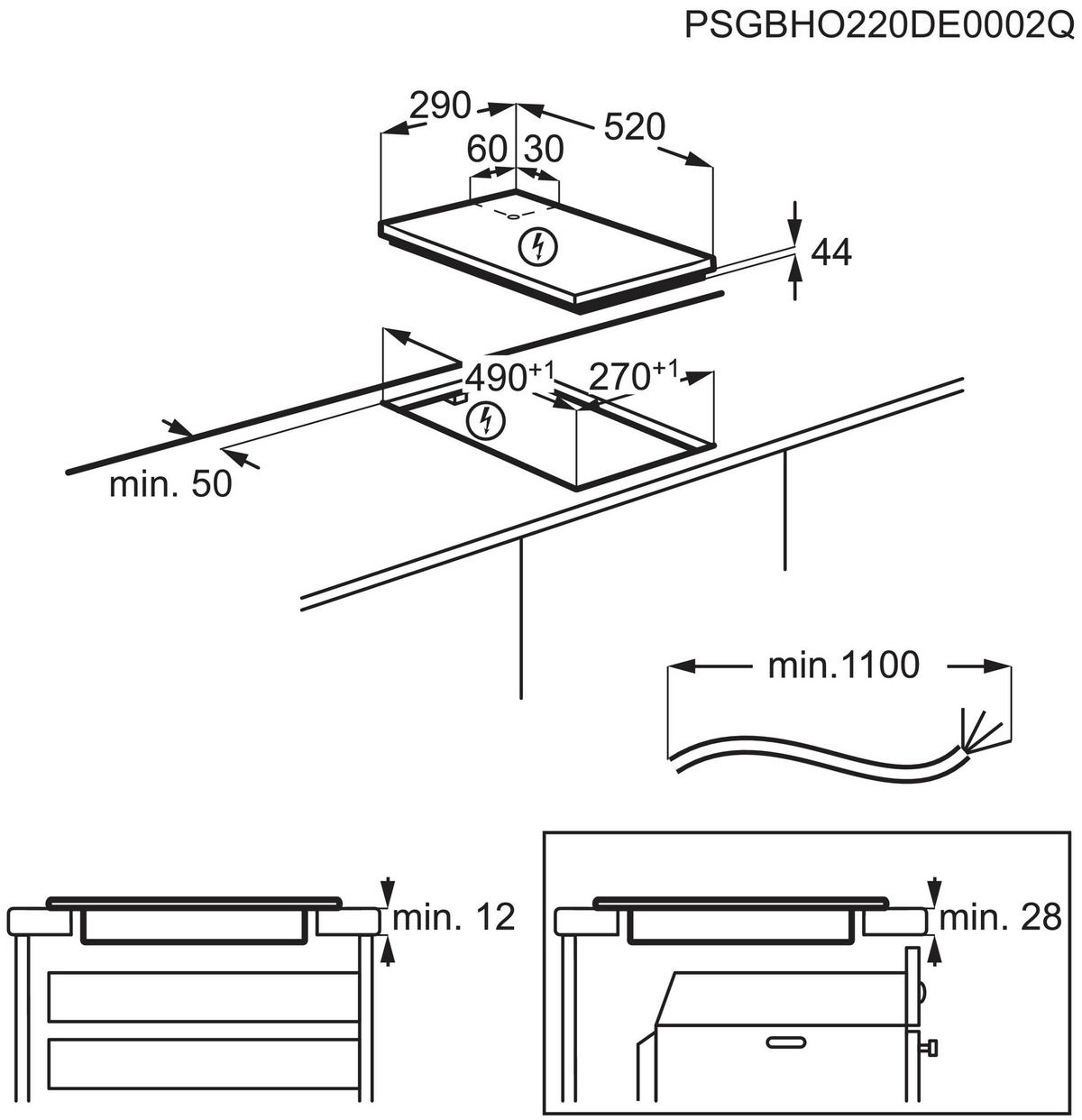 GLASKERAMIKKOCHFELD LHR3233CK  - Schwarz, Basics, Glas (29,0/3,8/52,0cm) - Electrolux