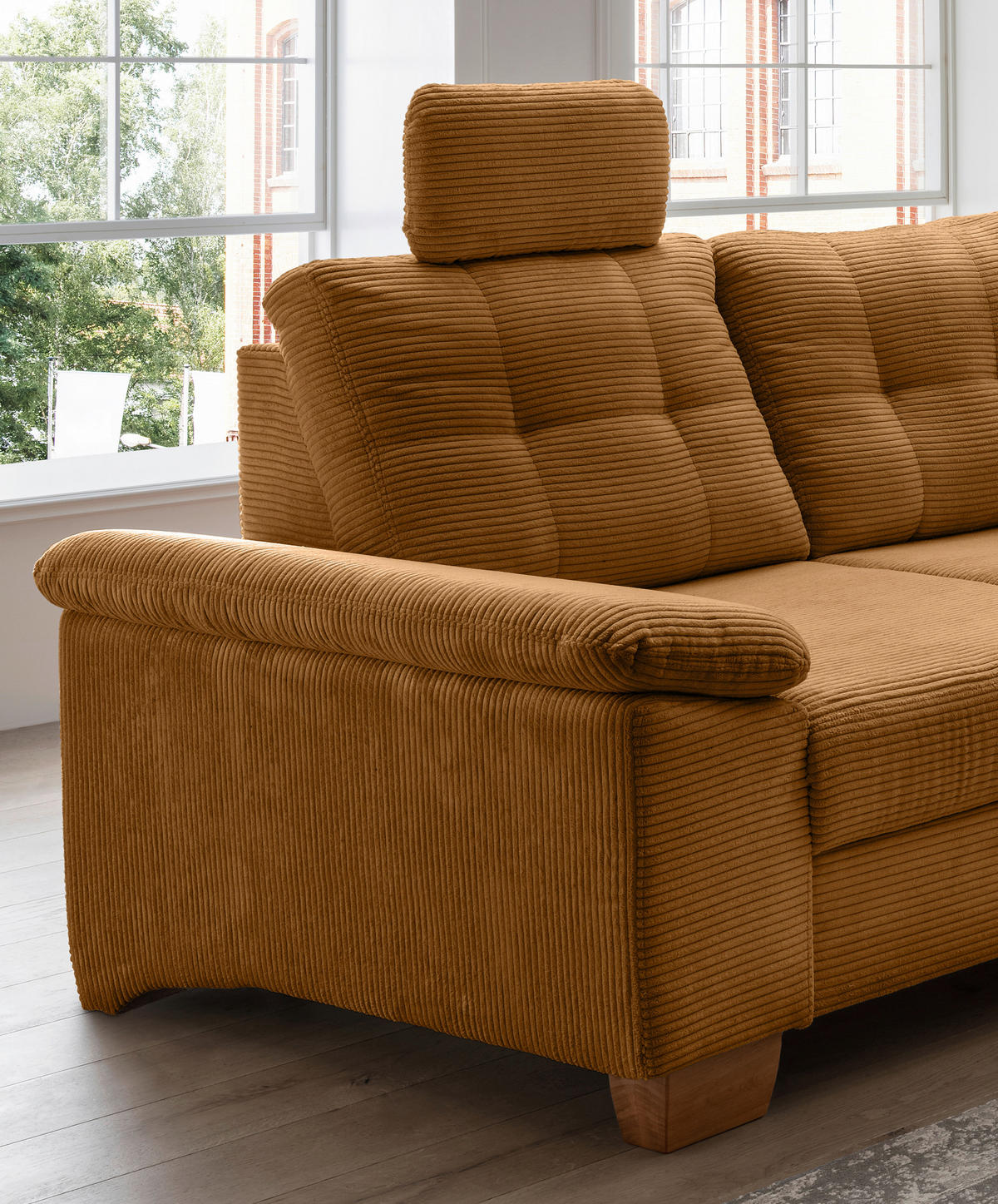 ECKSOFA in Cord Goldfarben  - Goldfarben/Naturfarben, Modern, Holz/Textil (270/176cm) - Livetastic
