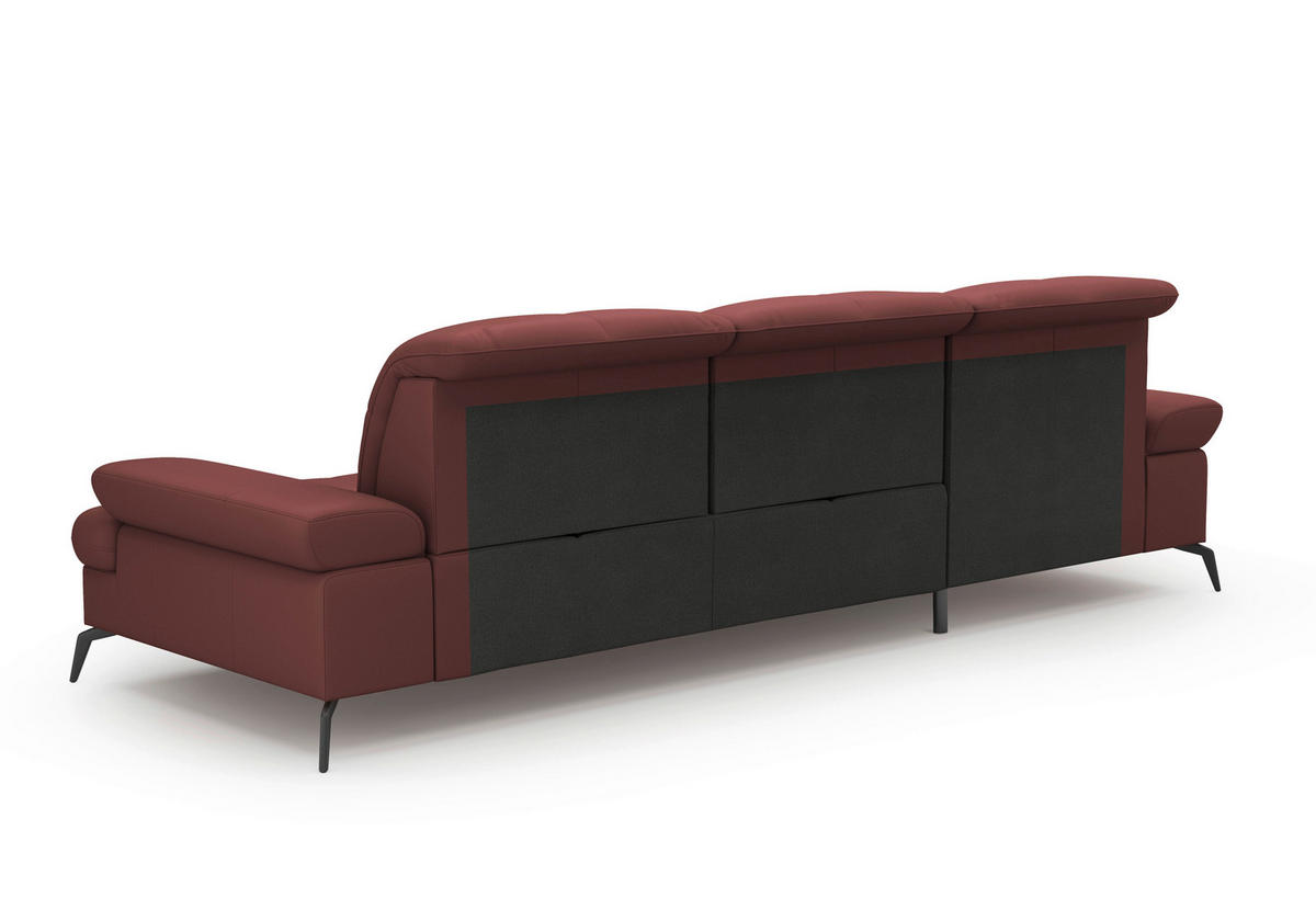 ECKSOFA in Vliesstoff Kombination Echtleder/Stoff Rotbraun  - Rotbraun/Schwarz, Konventionell, Leder/Textil (185/279cm) - Sit & More