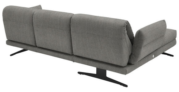 ECKSOFA Hellgrau Flachgewebe  - Hellgrau/Schwarz, Design, Textil/Metall (176-217/279-327cm) - Dieter Knoll