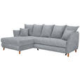 ECKSOFA in Webstoff Hellgrau  - Eichefarben/Hellgrau, KONVENTIONELL, Holz/Textil (284/162cm) - Carryhome