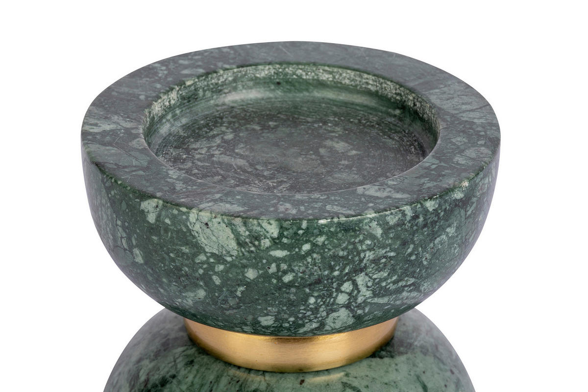 KERZENHALTER - Goldfarben/Grün, Trend, Stein/Metall (12.75/14/14cm) - Kayoom