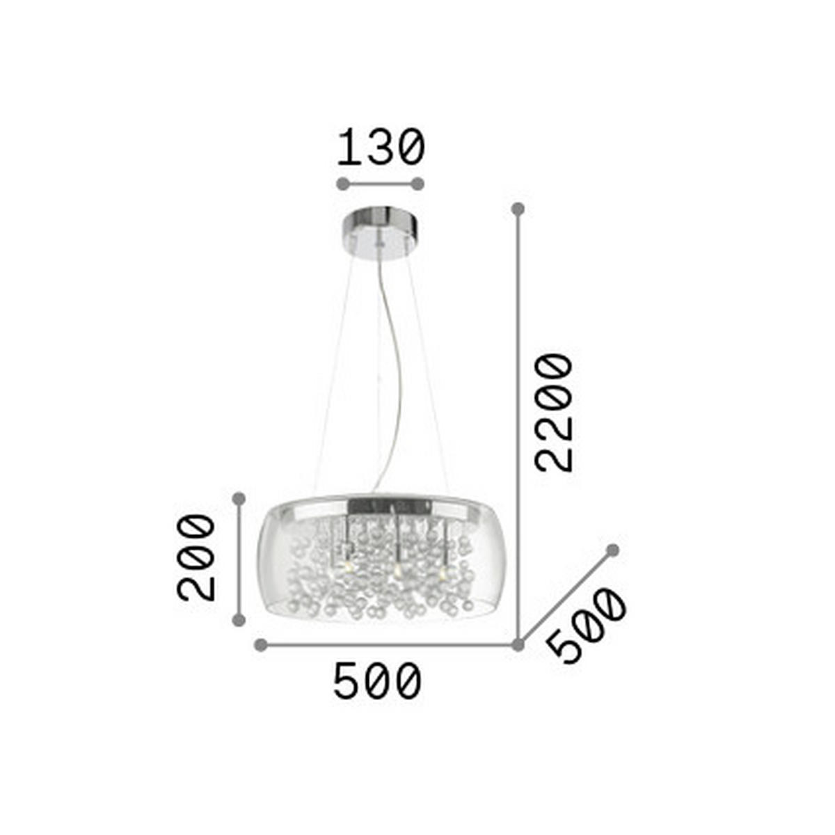HÄNGELEUCHTE Trasparente 50/45\220 cm   - Chromfarben/Transparent, KONVENTIONELL, Glas/Metall (50/45\220cm)