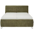 POLSTERBETT Matratze, Lattenrost, Bettkasten 180/200 cm  in Olivgrün  - Chromfarben/Weiß, KONVENTIONELL, Holz/Textil (180/200cm) - Dieter Knoll