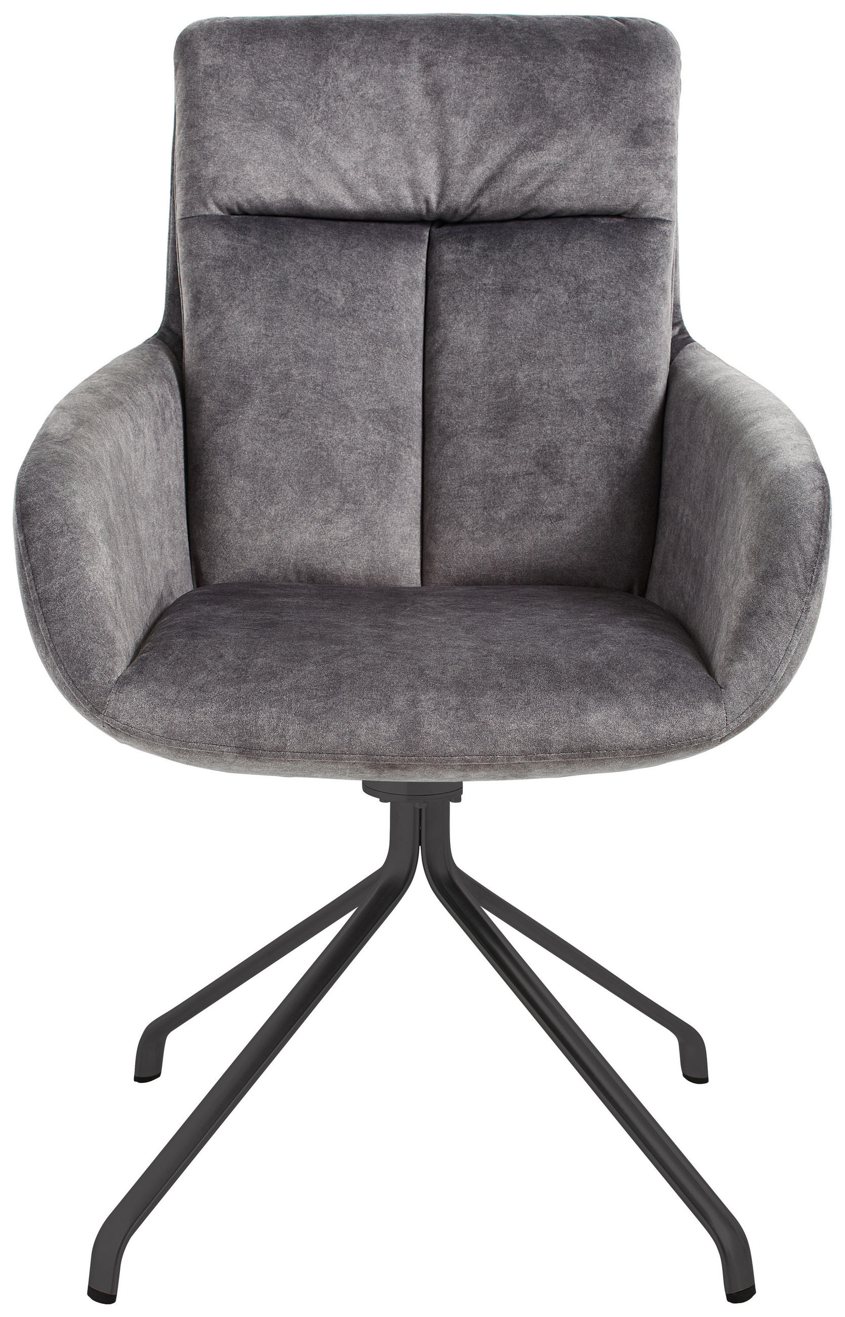 ARMLEHNSTUHL drehbar  in Stahl Velours  - Anthrazit, Design, Textil/Metall (61/90/64cm) - Venjakob