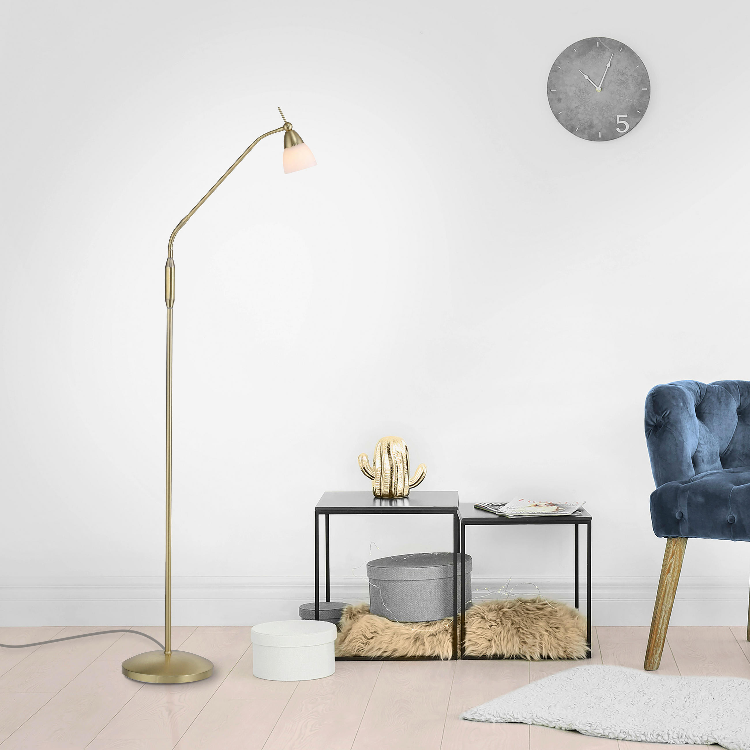 LED-STEHLEUCHTE 74/74/163 cm    - Messingfarben, Basics, Glas/Metall (74/74/163cm) - Paul Neuhaus