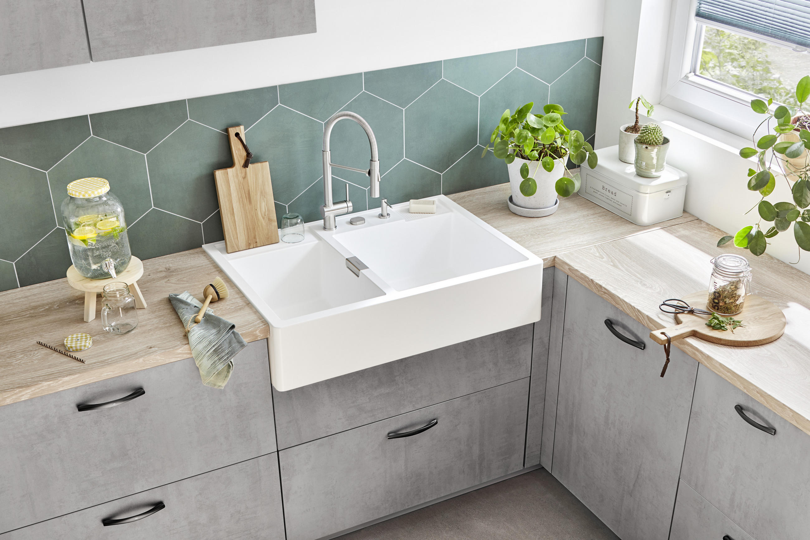 SPÜLE KALM175MDAY  - Weiß, Basics, Stein (90/63cm) - Schock