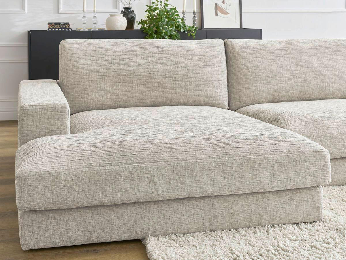 WOHNLANDSCHAFT LEONARD Beige Struktur  - Beige/Schwarz, MODERN, Kunststoff/Textil (159/404/159cm)