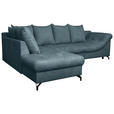 ECKSOFA Blau Struktur  inkl. Rückenkissen, Bettkasten, Schlaffunktion, Rücken echt, Liegefläche im Originalstoff  - Blau/Schwarz, KONVENTIONELL, Textil/Metall (194/274cm) - Carryhome