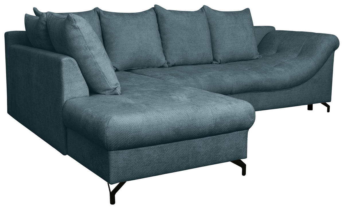 ECKSOFA Blau Struktur  - Blau/Schwarz, KONVENTIONELL, Textil/Metall (194/274cm) - Carryhome