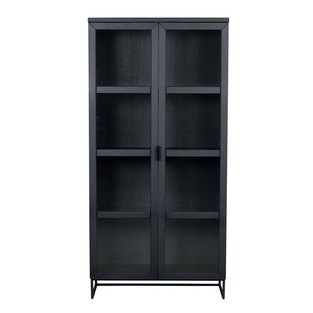 VITRINSKÅP i delar i massivt trä ek svart, transparent  - svart/transparent, Modern, metall/trä (95/195/41cm) - Rowico