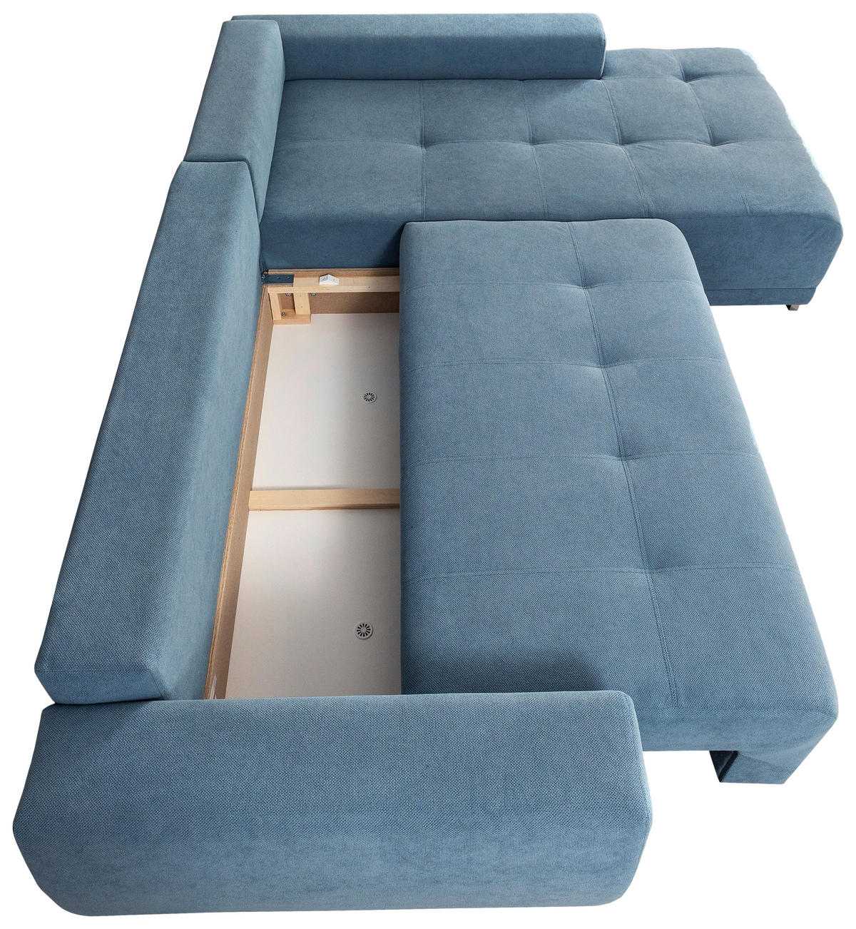 ECKSOFA in Flachgewebe Blau  280/204 cm  - Blau/Silberfarben, Design, Kunststoff/Textil (280/204cm) - MID.YOU