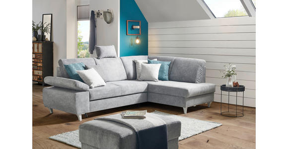 ECKSOFA  in Flachgewebe Dunkelgrau  255/186 cm  - Dunkelgrau/Silberfarben, KONVENTIONELL, Holz/Textil (255/186cm) - Cantus