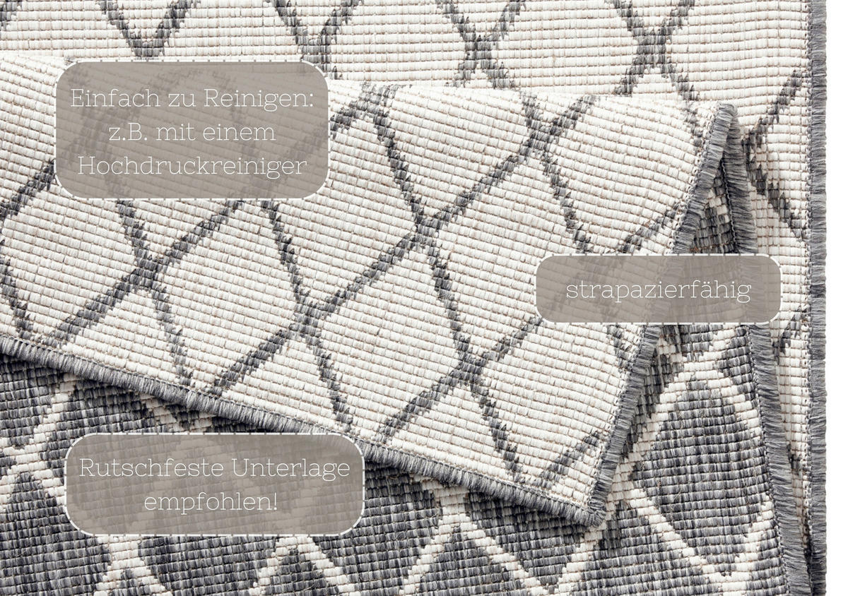 LÄUFER 80/250 cm Twin  - Creme/Grau, Design, Kunststoff (80/250cm)